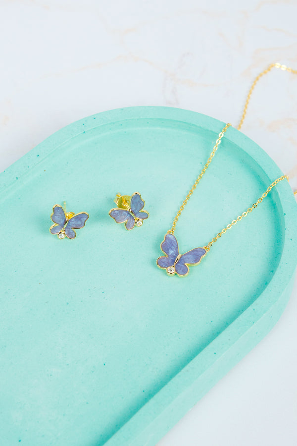 Lavender butterfly necklace