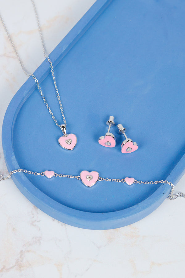 Pink heart necklace