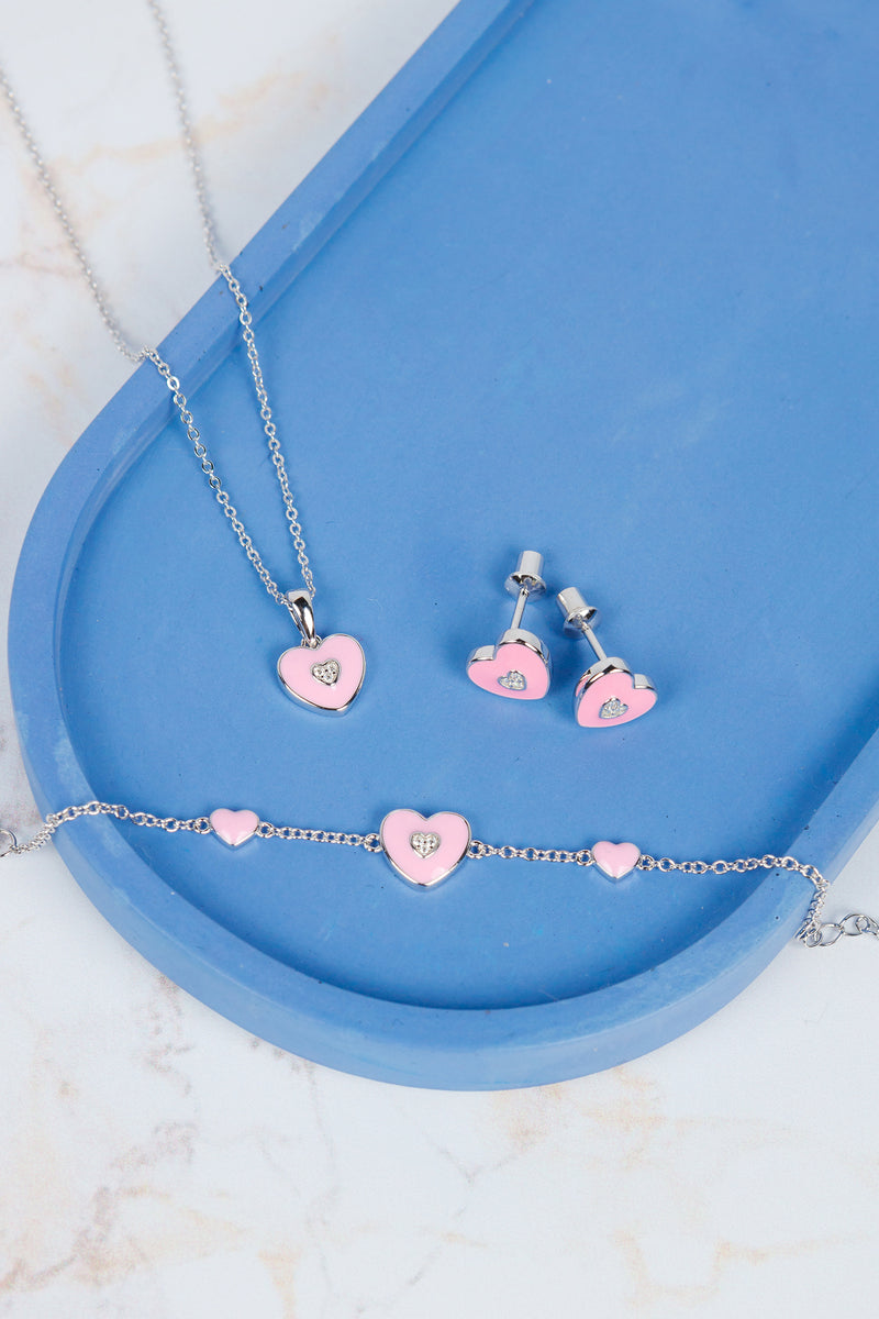 Pink heart necklace