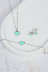 Mint heart earrings