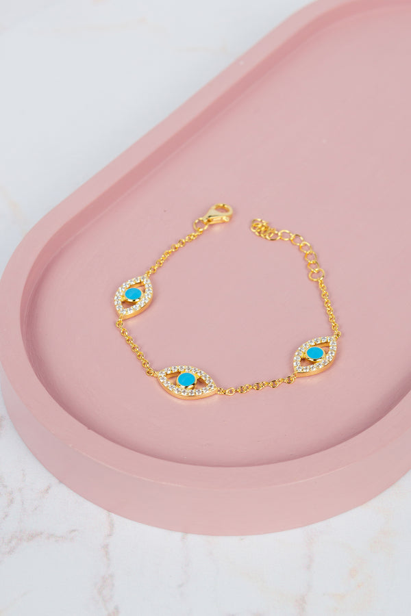 Blue eye gold plated bracelet