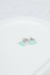 Mint heart earrings