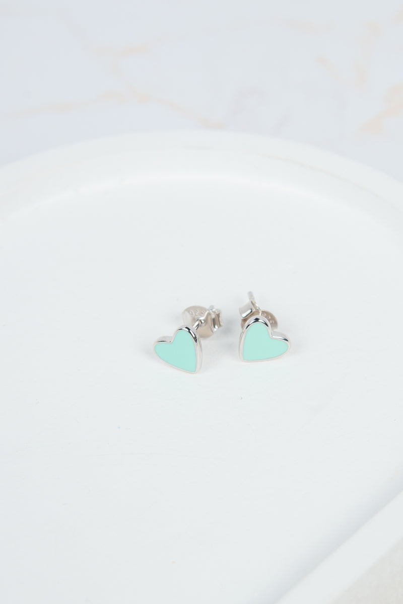 Mint heart earrings