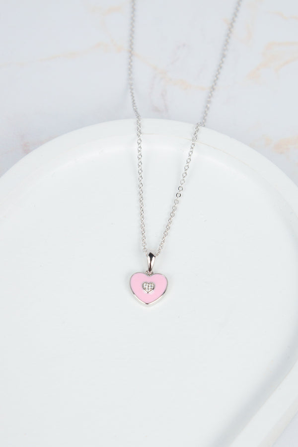 Pink heart necklace