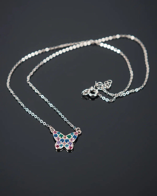 Rainbow butterfly necklace